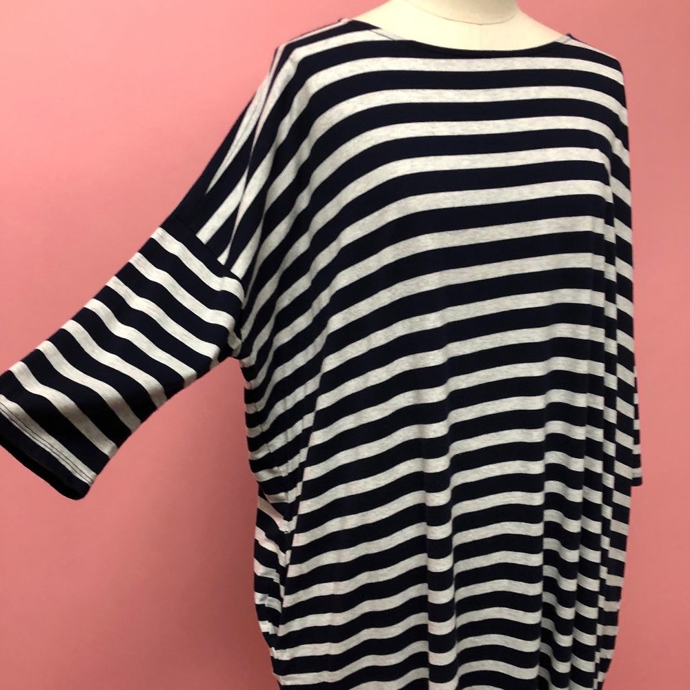 Gap Blue Gray Striped Jersey Beach Dress Petite L